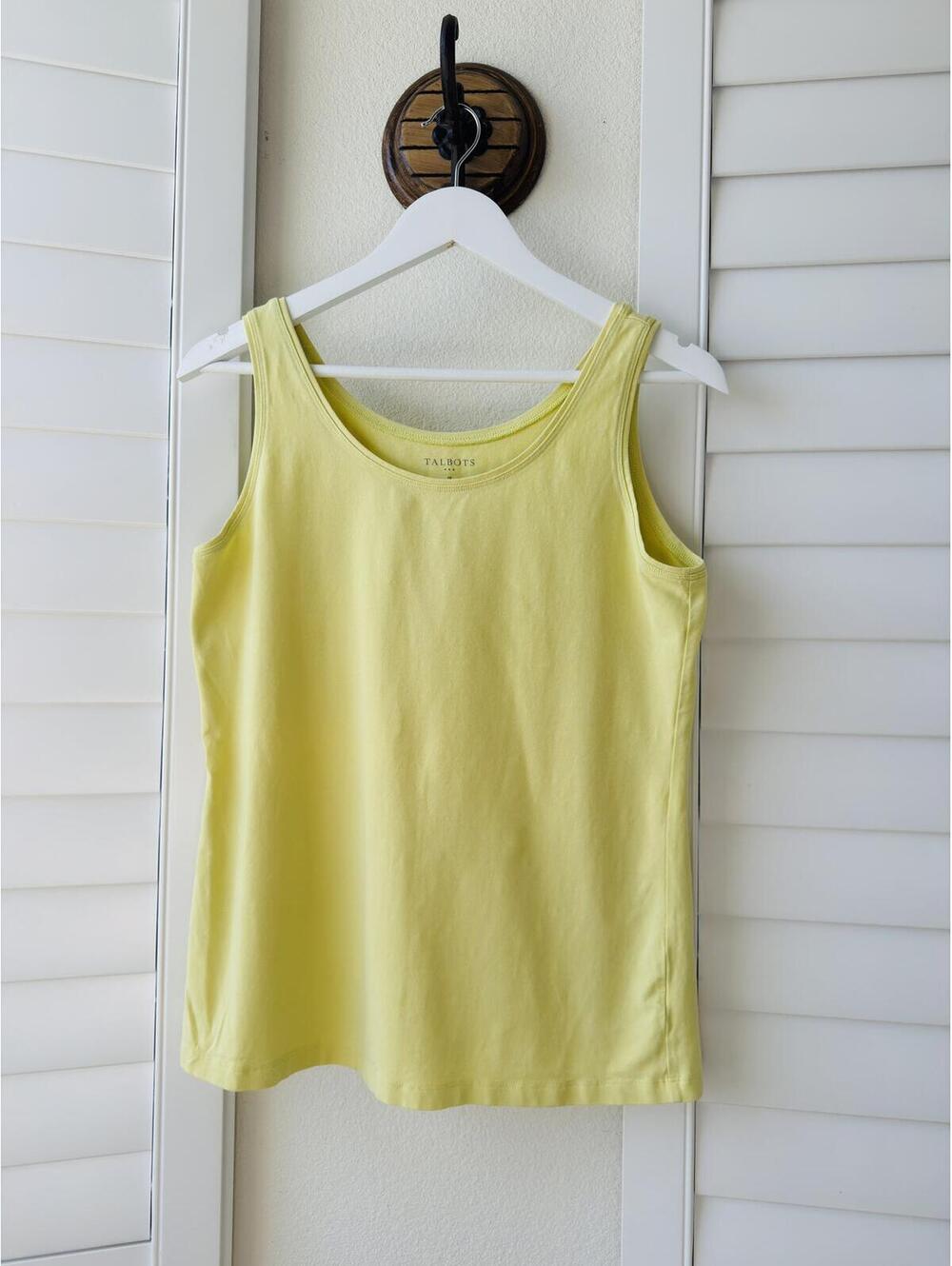 Talbots Yellow Cotton Spandex Scoop Neck Tank Top - Size M